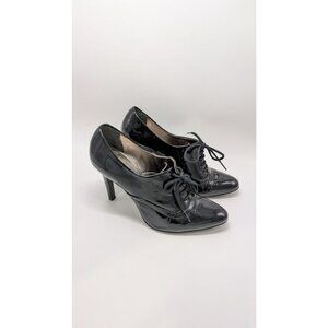 Gianni Bini Black Patent Leather Lace-Up Heels